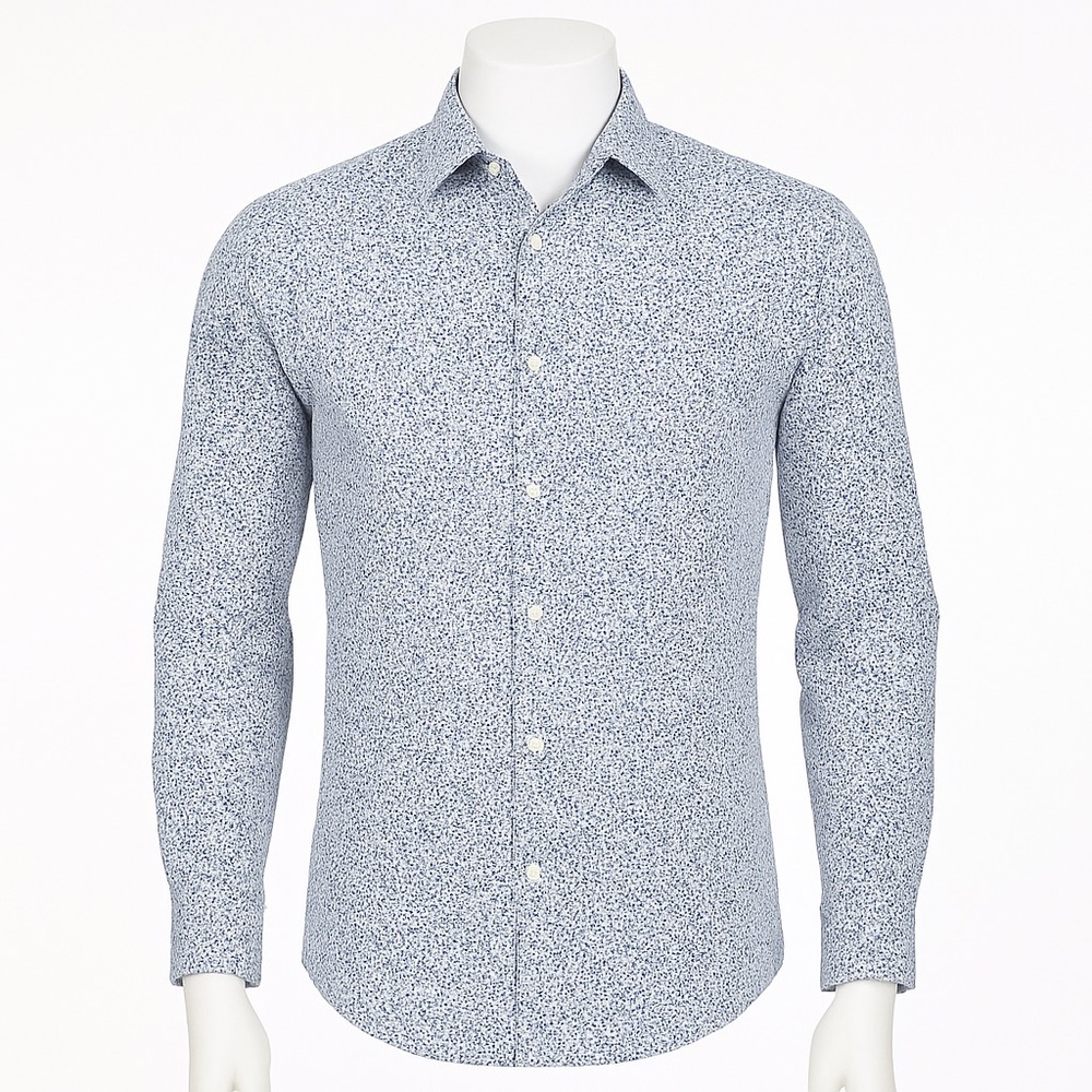 JF J. Ferrar | Blue Micro Floral Slim Fit Stretch Button Down XL